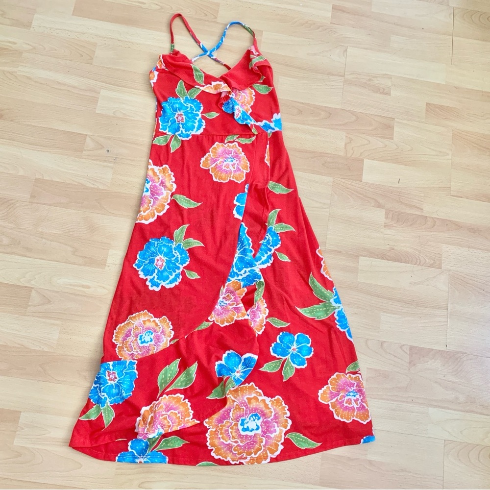 Multicolor Long Floral Dress With Ruffles